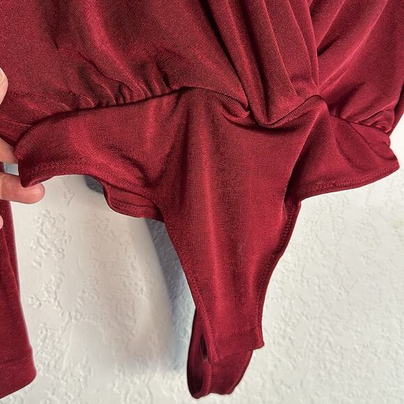Intimately Free People Burgundy Red Fall Vampire Bodysuit Dark Goth Boho Indie - Picture 4 of 6